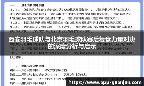 西安羽毛球队与北京羽毛球队赛后复盘力量对决的深度分析与启示